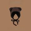 Winter Women Cute Warm Beanie with Bear Era Earmuffs Outdoor Travel Cycling Knitt Thick Fluffy Warm Pullover Cap for Autumn