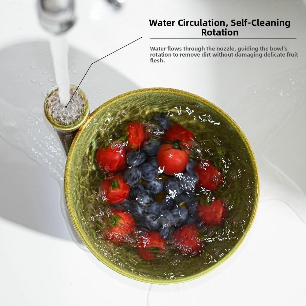 Ceramic Swirl Berry Washing Drain Bowl Dynamic Vortex Fruit Cleaning Bowl for Vegetable Fruits