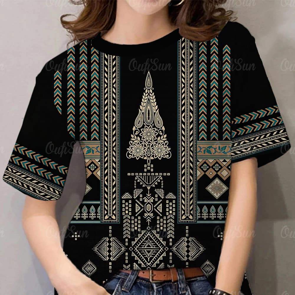 

Women s Retro Top - Printed Short Sleeve Casual Shirt 5XL