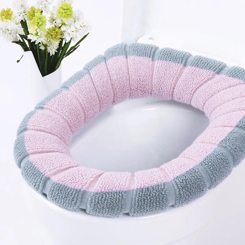 Stretchable Bathroom Toilet Seat Closestool Washable Soft Winter Warmer Mat Pad Cushion O-shape Toilet Seat Bidet Covers