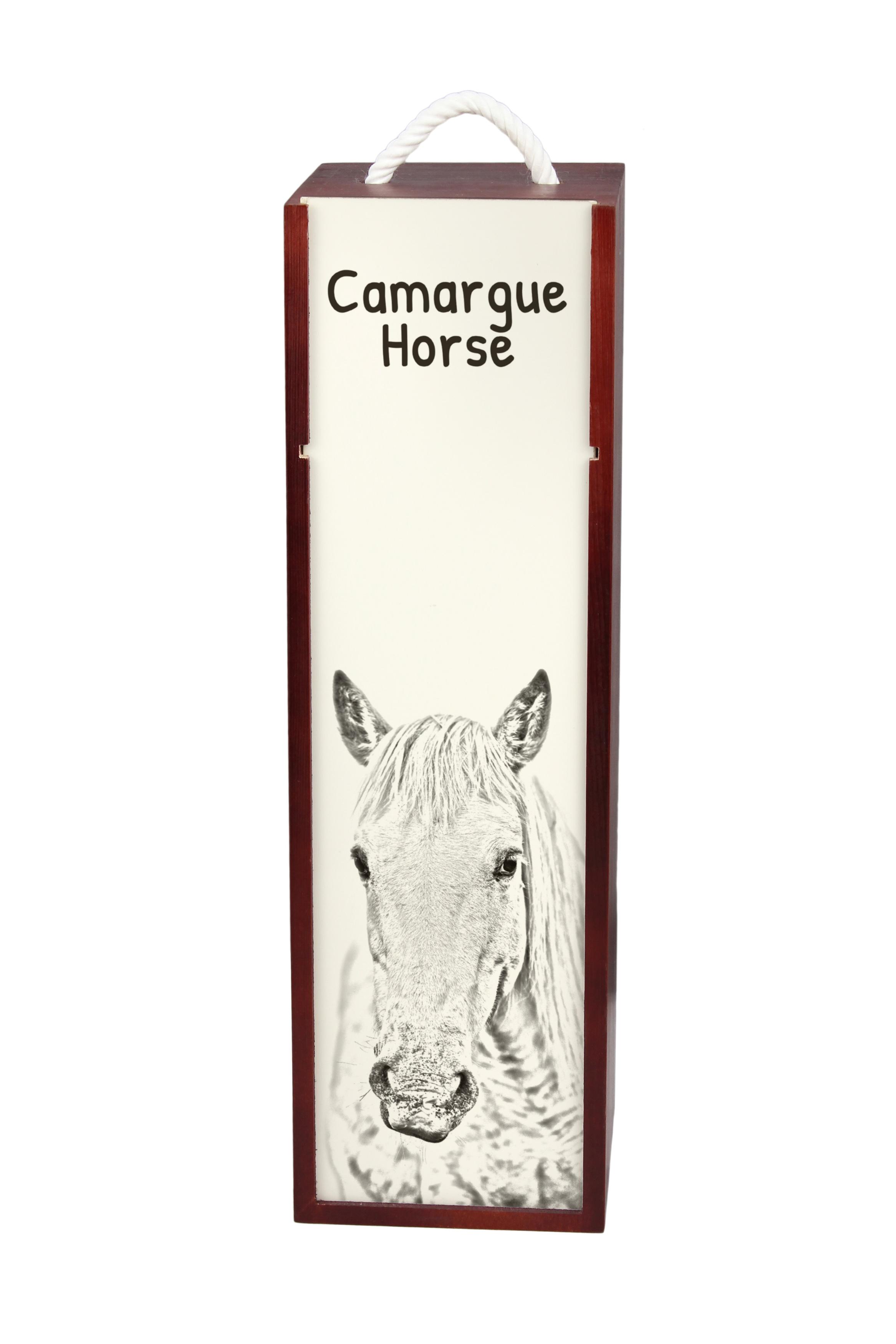 

Camargue Horse - wine box with a horse, alcohol box with graphics, personalized gift box from the Art-Dog brand коричневий