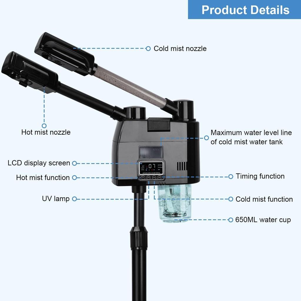 Cool/Hot Double Mist Face Sprayer Beauty Salon Face Spray Water Replenishing Instrument Professional 2 in 1 Facial Steamer