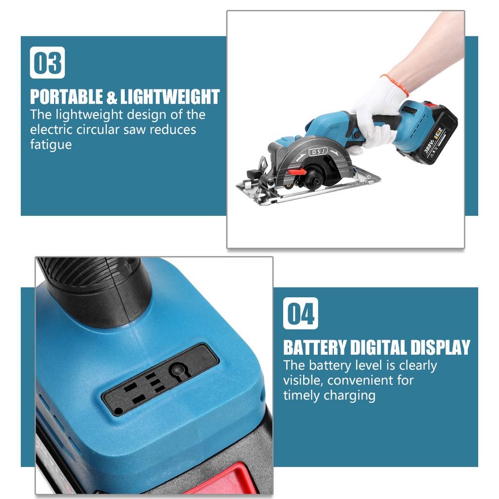 125mm 0-45° 100V-240V 1800W Brushless Electric Circular Saw Handle Adjustable Woodworking Cutting Power Tools For 18V Battery