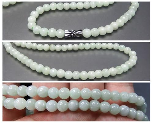 [Sekimachi] Jadeite Necklace, Genuine Jadeite, Approx. 5.5mm, Natural Stone, Approx. 52cm, Trivet, Charm