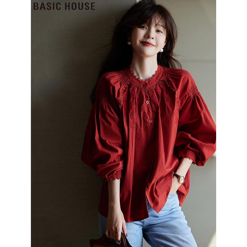 Basic House French Hollow Out Design Women s Blouse L