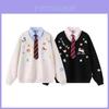 Cartoon Dog Printed Girls Polo Sweatshirt With Long Sleeves For Autumn Casual Style