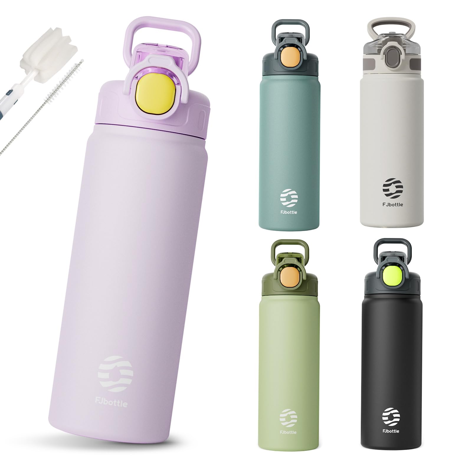 

FJbottle Liter Vacuum Insulated Mug Bottle with 2nd Bottle with Keeps Drinks Hot or Easy to Wide Mouth Stainless Steel Includes Cleaning Sponge and