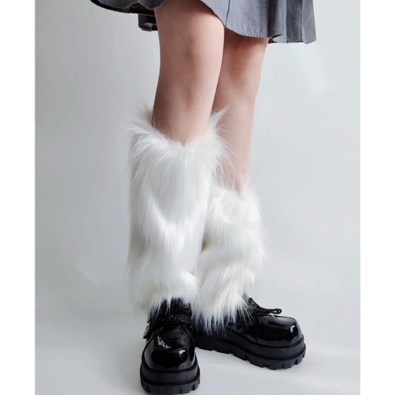 Verdickte Plüsch Socken ohne Füße Anti-Rutsch Design Beinstulpen Herbst Winter Thermisch Pelzig Stiefelüberzieher für Damen Streetwear