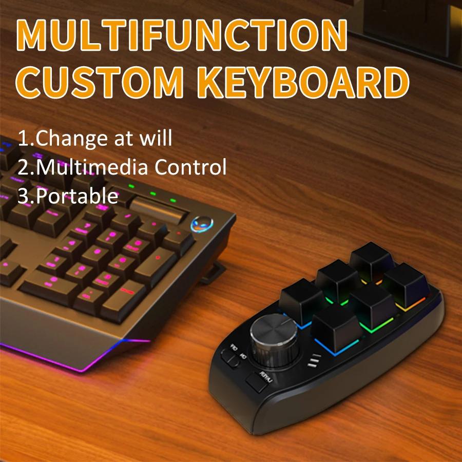 Bluetooth Programming Macro Custom Keyboard RGB 6 Key 1 Knob Copy Paste Photoshop Gaming Mini Keypad Mechanical Hotswap Macropad