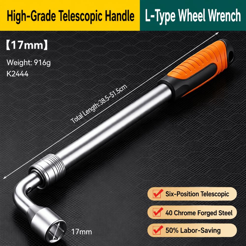 Labor Saving Tire Wrench Extended Bar Car Tire Tool Sturdy Build Socket Wrench Car Tire Change 17mm