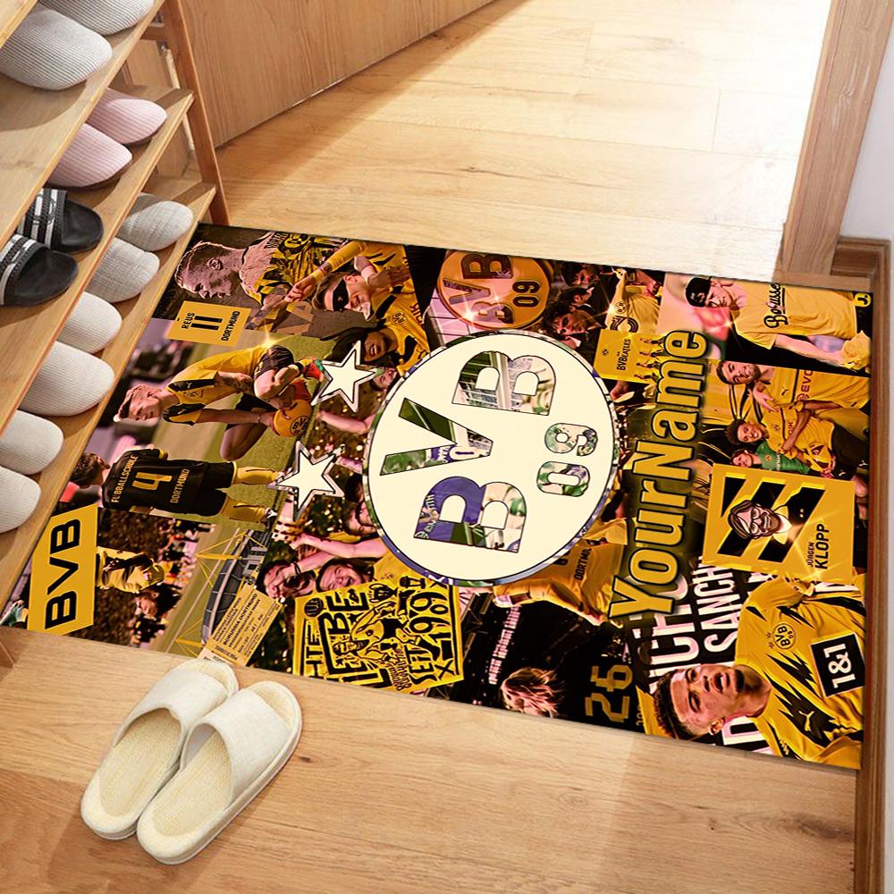 Borussia Dortmund Personalized Text Carpet Design for Entryway Study Room Game Room Hallway Anti-slip Rug Anime Office Decor Spiritual Gift