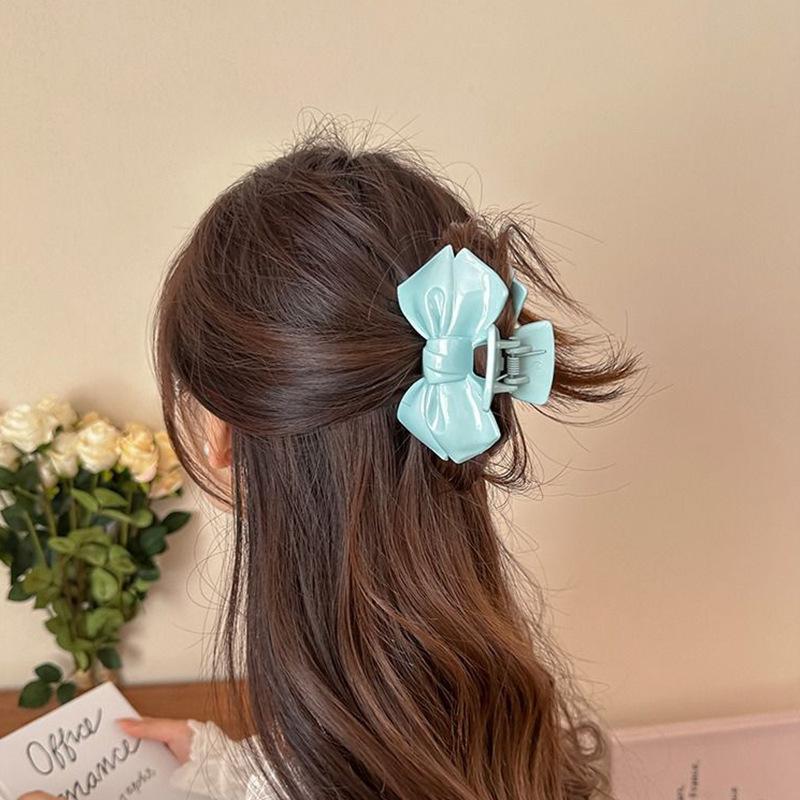Mint Blue Bowknot Hair Claws for Women Girl Star Shaped Hairpin Big Size Shark Clamp Minimalism Sweetie Fashion Hair Accessories