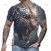 Animal Tiger T-shirt 3D Printed T Shirts Men Fashion Casual Streetwear T-shirt Short-sleeved Loose Oversized Top Tee Clothing