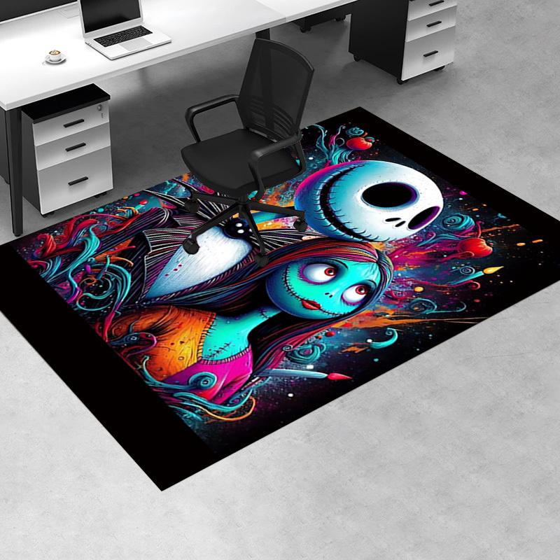 Office Rug Jack Skellington, Sally Theme 3D Printed Anti-Slip Rug-Machine Washable for Living Room