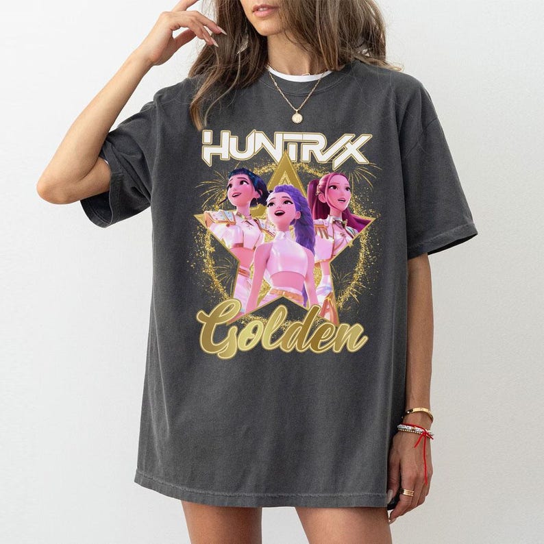 Huntrix Golden Shirt, Kpop Demon Hunters Shirt, Huntrix Girls, Mira Rumi Joey Shirt, Demon Hunters Merch, Kpop Fan Gifts, Kpop Movie Shirt 4XL