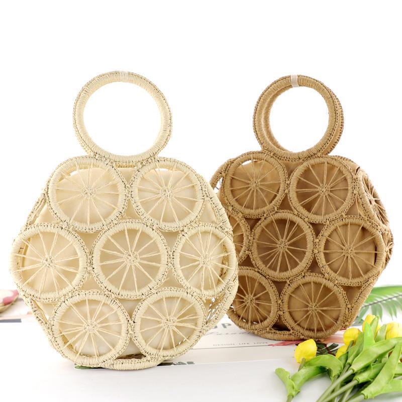 Seaside Holiday Bag Hollow Straw Large Capacity Beach Crossbody Bag Summer Hand Weaving Shoulder Bag