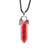 Synthetic Turquoise & Peacock Red Stone Double-Point Hexagon Pendant Necklace