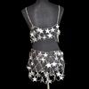 Women Star Sequins Crop Top Skirt Nightclub Party Sexy Tassel Body Chain Jewelry