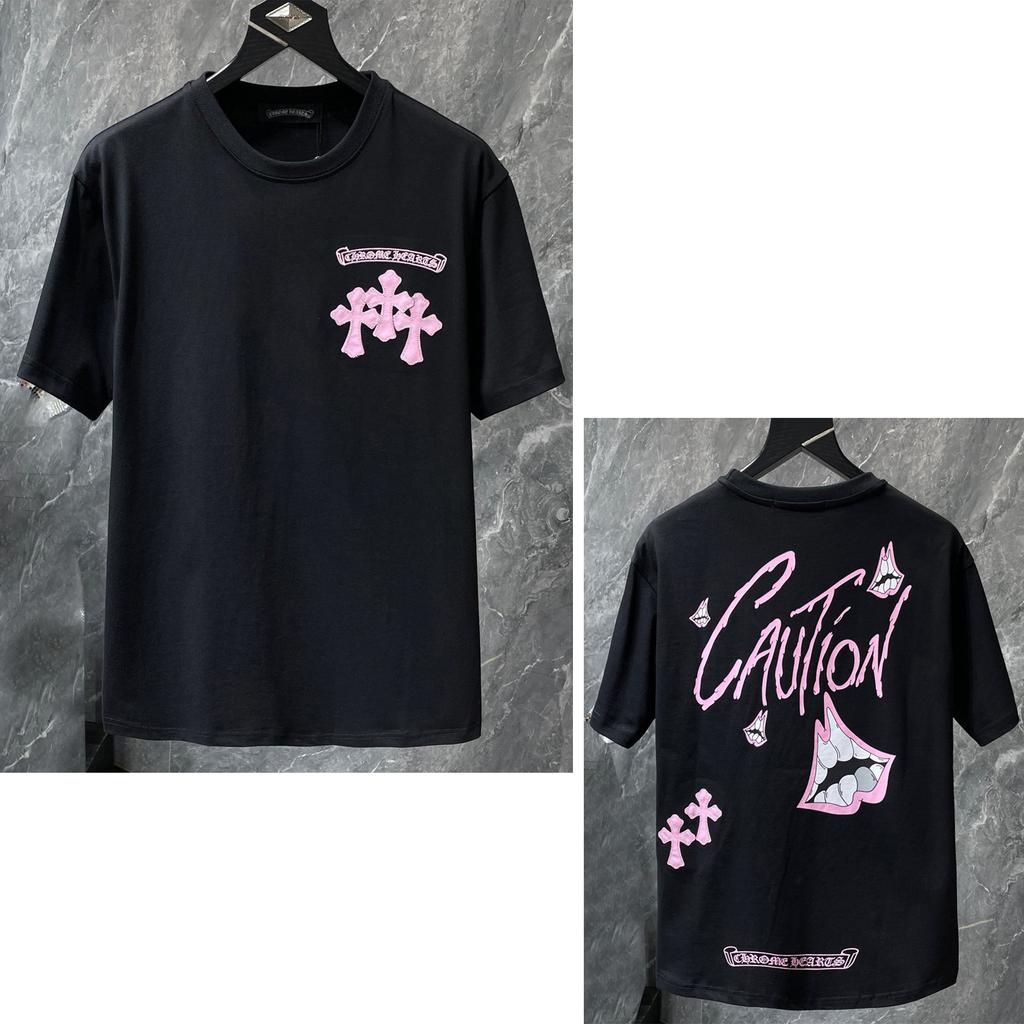8765 CHROME HEARTS 2026 Summer New High Quality Cotton Round Neck Loose Large Size Men's and Women's T-shirt Couple T-shirt