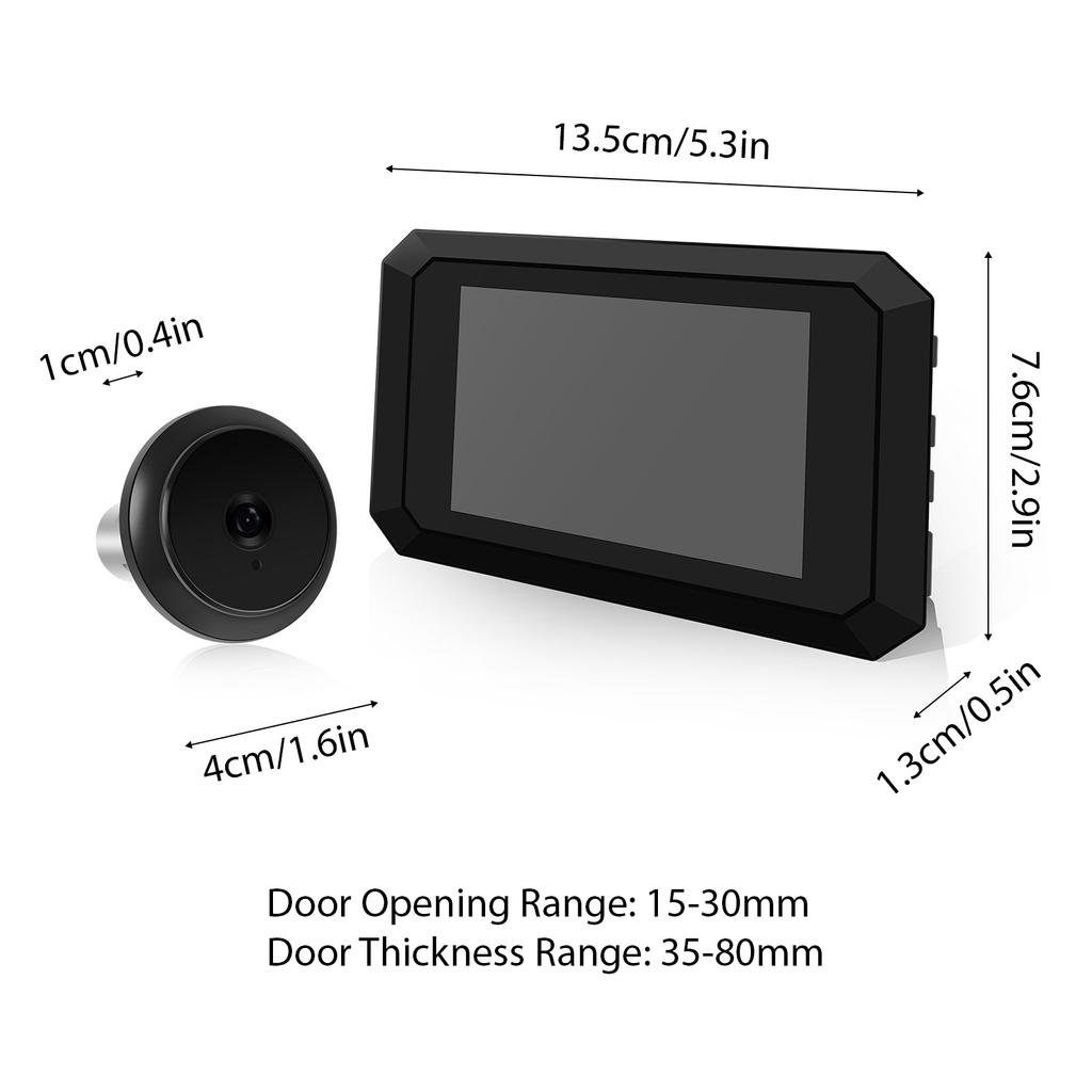 3.97'' LCD Digital Peephole Camera for Apartment Door 1080P 120 Degree Color Infrared Camera Door Monitor Type-C Rechargeable
