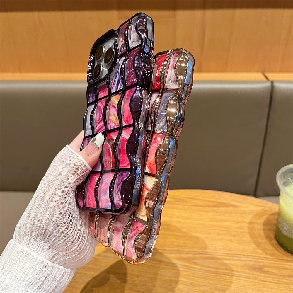 TPU wave pattern + cardboard for iphone16promax mobile phone case 14 new apple 15/13/12 anti-drop