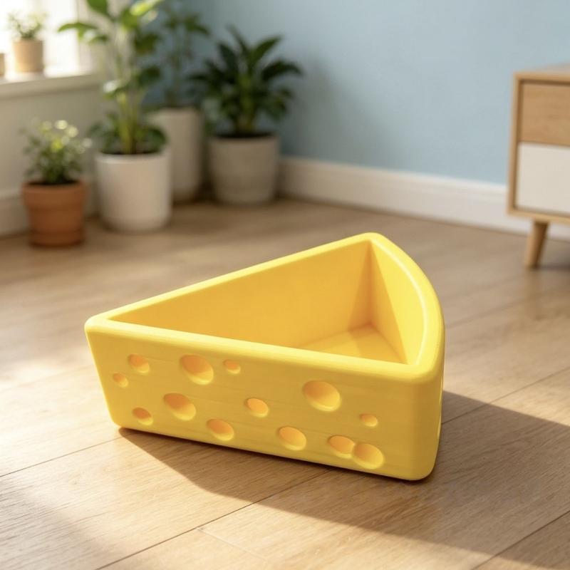 3D Printed Fun Cheese Triangle Storage Box Pen Holder Jewelry Organizer Cute Desk Decor For Home Office Gift