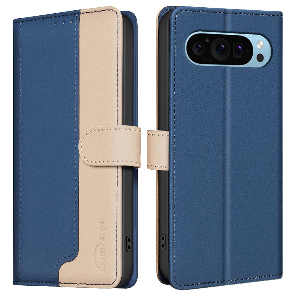 BINFEN COLOR BF33 For Google Pixel 9 Case Color Splicing Leather Cover with RFID Blocking
