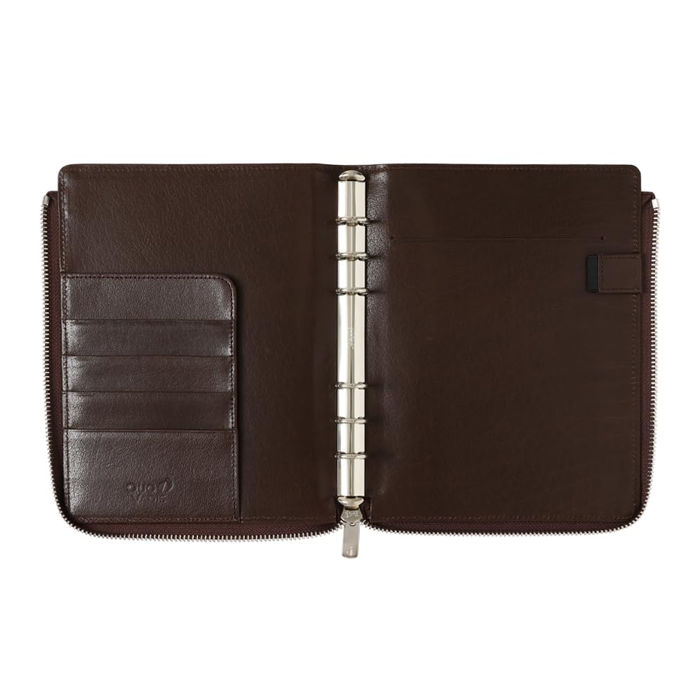 Quo Vadis Genuine Leather System Organizer Cover Zip Timer 17 Buffalo Leather Chocolate QUOVADIS Timer17 Qv936lz29ch [Bible Size/L Cover]