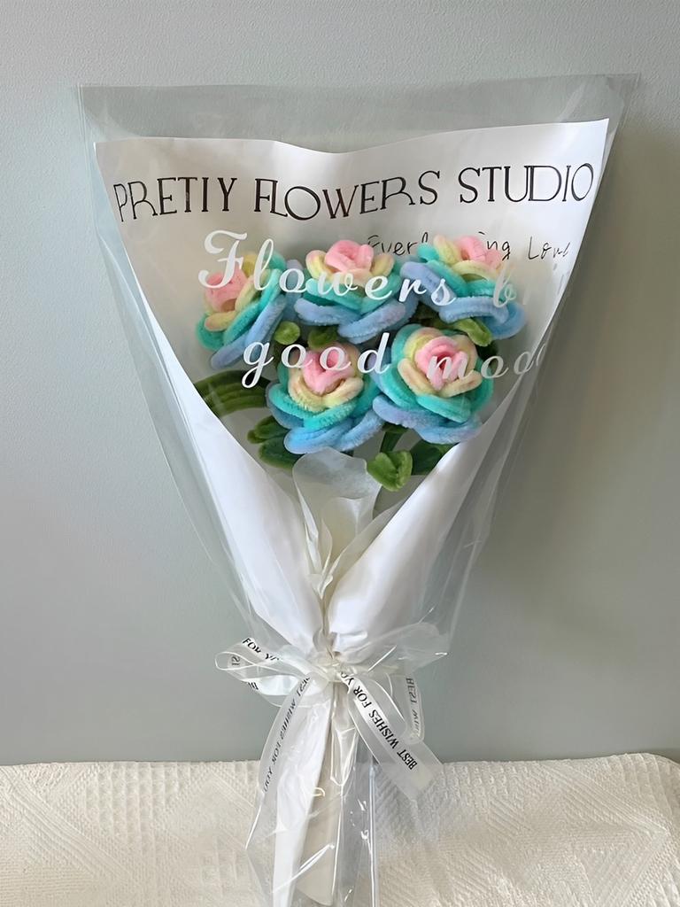 120PCS DIY Crafts Pipe Cleaner Chenille Stems Kits for Flower Making, Artificial Rose Bouquets for Party  Home Decoration