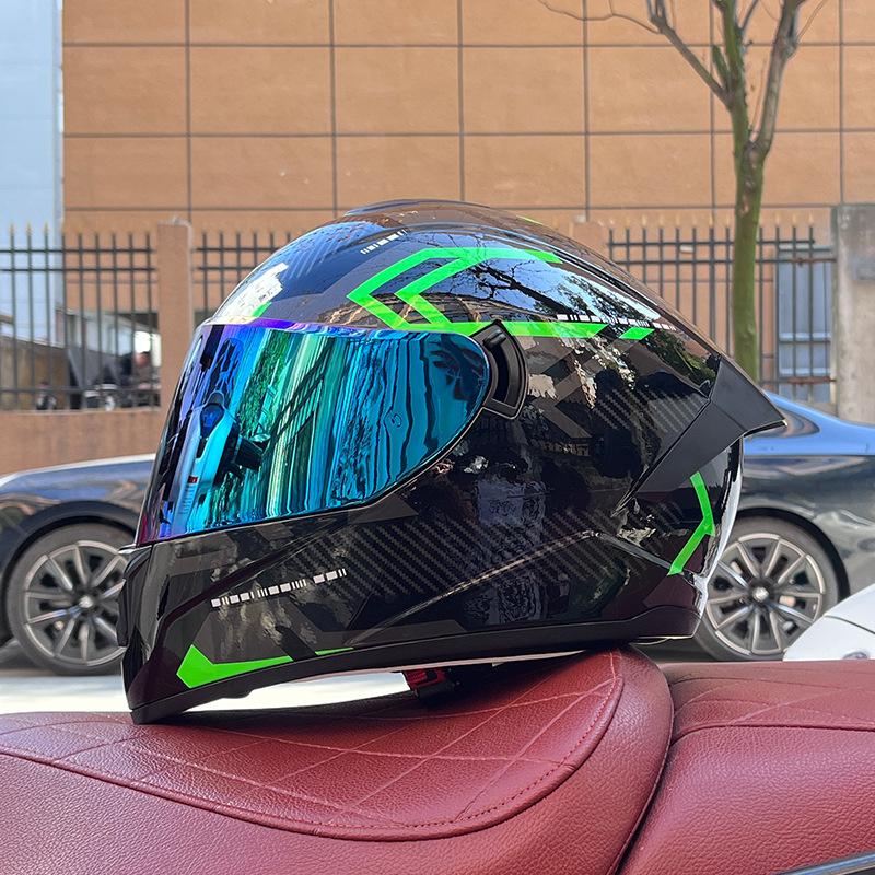 Imitation Street Car Helmet Men's Motorcycle 3C Electric Vehicle Full Helmet Autumn and Winter Knight Double Mirror Riding