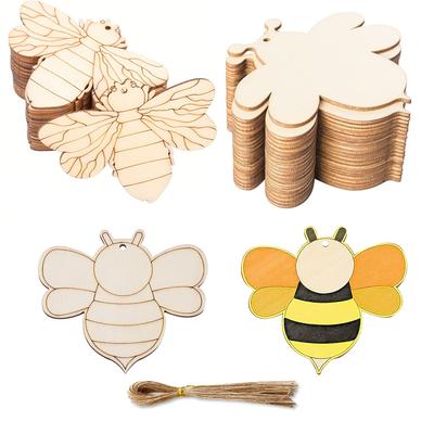 10 buc. Ornament de agățat albină din lemn, pictură DIY, meșteșuguri din lemn pentru copii, decorare pentru masă pentru petrecerea de aniversare cu tema albinelor, meșteșuguri DIY