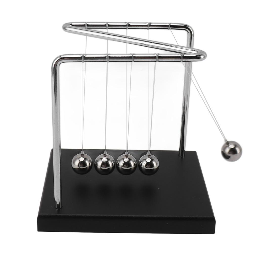 Wooden Base Balance Pendulum Ball 5.51x4.65x5.91in Physics Toy Steel Swing Balls  Office Desk