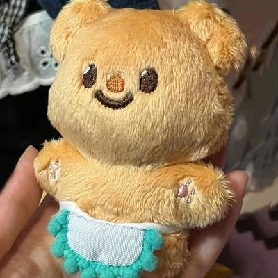 Cute Butter Bear Plush Toy Cartoon Bear Pendant Soft Stuffed Doll Keychain Backpack Car Bag Key Ring Decor Kid Gift