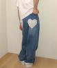RONRON Patch Roll Up Denim Pants White Dot
