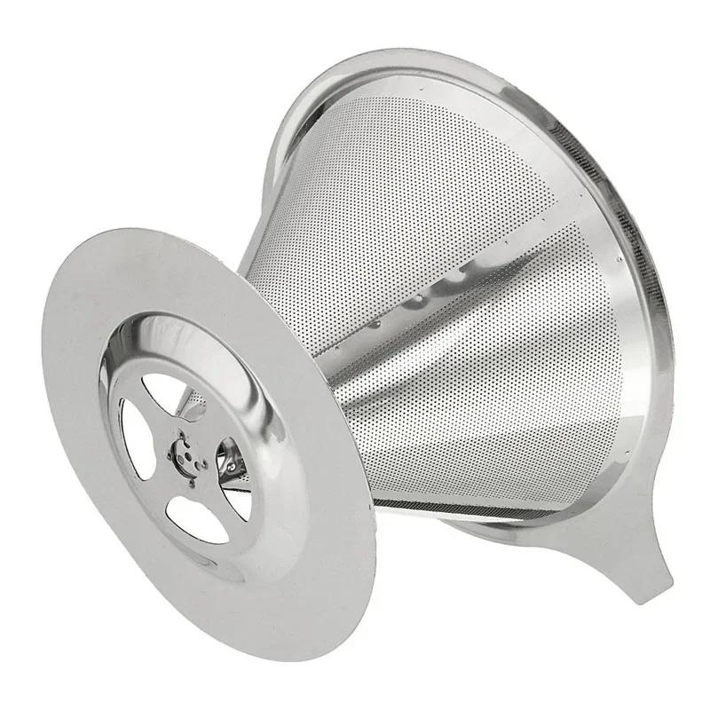 Stainless Steel Coffee Filter Reusable Pour Over Coffee Dripper Double Layer Mesh Drip Coffee Filter Basket Coffee Accessories
