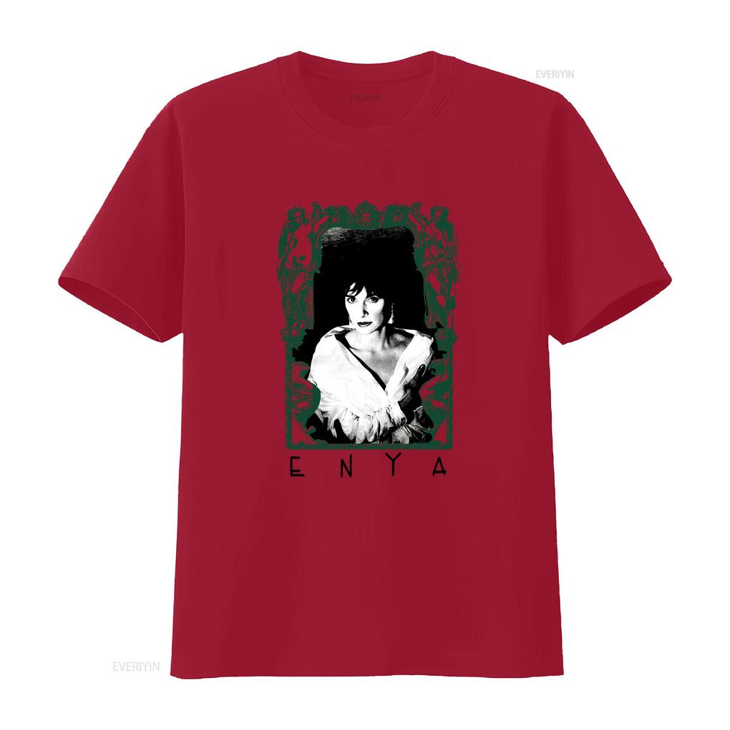 Vintage Enya Porträt T-Shirt für Erwachsene in den Größen S 5XL mit Gothic-Rahmen-Design vintage gewaschen Mode dehnbar Unisex homme