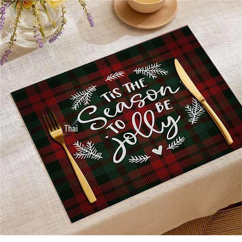 Jolly Christmas Linen Placemats - Stain-Proof, Heat-Resistant Holiday Table Decor