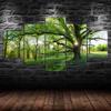 Green Forest Trees Nature Rainforest Sunshine Ray Canvas 5 Piece Five Panel Wall Print Modern Art Poster Home Decor Gift For Him For Her
