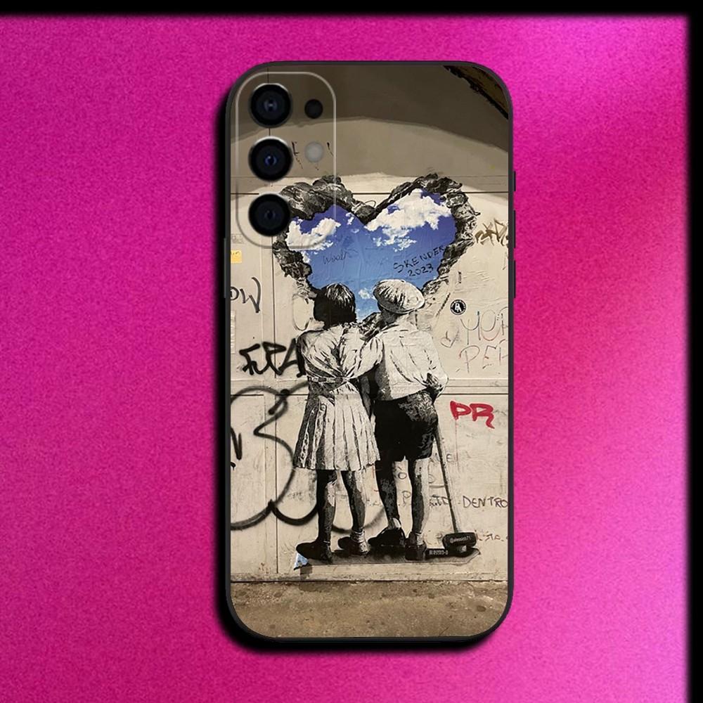 Street Art Banksy Graffiti Phone Case For Samsung S25,S24,S21,S22,S23,S30,Ultra,S20,Plus,Fe,Lite,Note,10,9,5G Black Cover