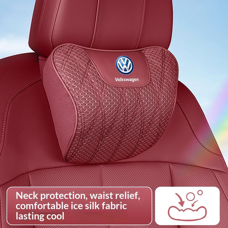 Volkswagen leather headrest ice silk breathable fabric for VW Golf 8 id3 T-roc Passat B8 GTI neck pillow cushion seat cushion