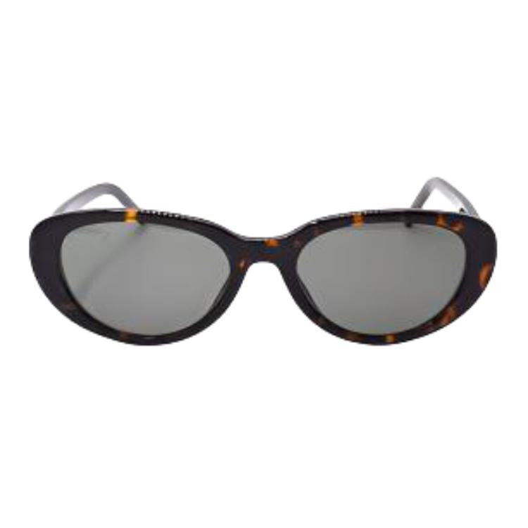 Saint Laurent Interwoven Letter Mini Hinge Cat Eye Sunglasses Women Sunglasses Tortoise Silver SL-M154-002