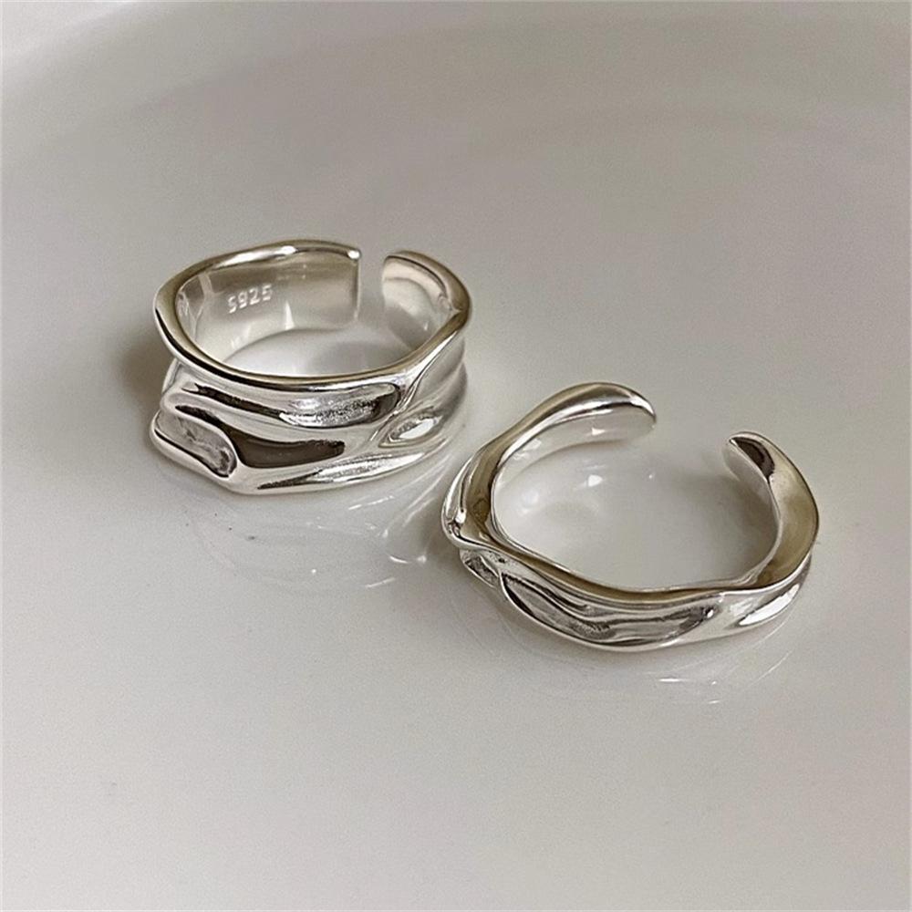 Irregular pleated ring summer ins cold wind index finger ring opening couple ring accessories