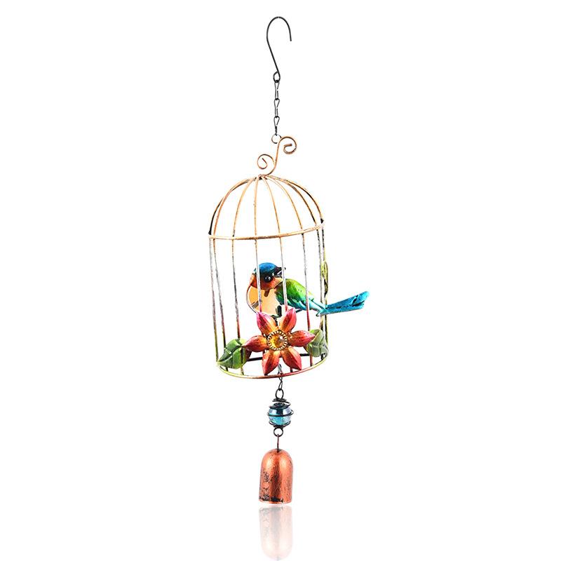 Outdoor Metal Wind Chime Pendant Bird Cage Wind Chime Stained Glass Spray Painted Crafts Hanging Decorations Decoration Crafts синий