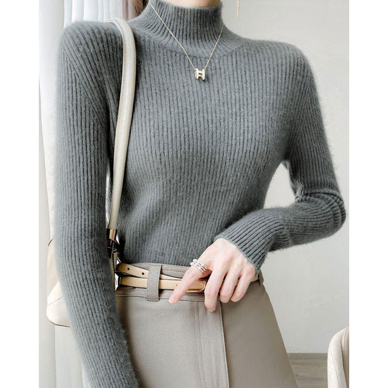 Women's Winter 2024 Seamless Slim High Neck Sweater