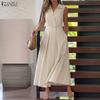 Robe d'été sans manches décontractée à col rabattu pour femmes