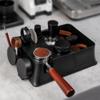 Multifunctional Coffee Tamping Station Stand with Coffee Ground Knock Box Portafilter Holder Adjustable Base Barista Accessories