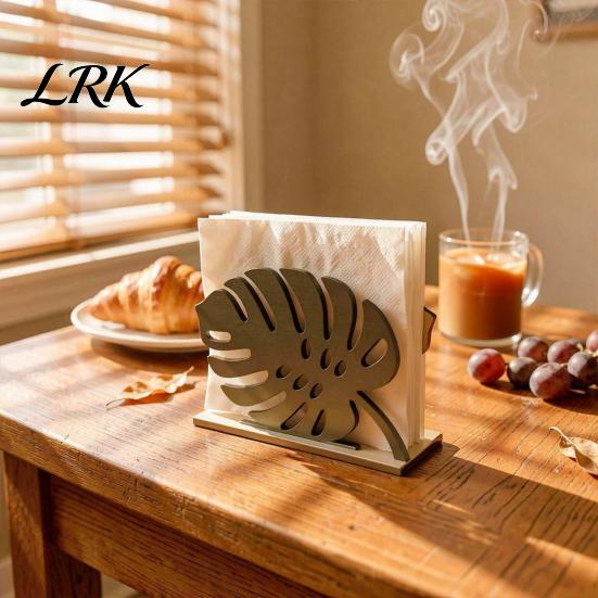 Nordic Style Tissue Holder Wood Napkin Holder, Leaf Shape Solid Dispenser, Decorative Organizer for Table Paper Towel Dining Room And Coffee