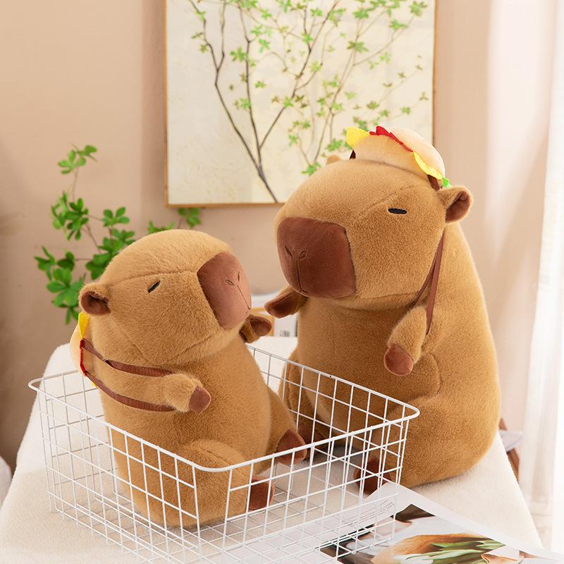 Bai Fen Bai Dolls And Toys Women's New Hamburger Backpack Kapibara Plush Toy Super Cute Capybara Doll Ragdoll Birthday Gift