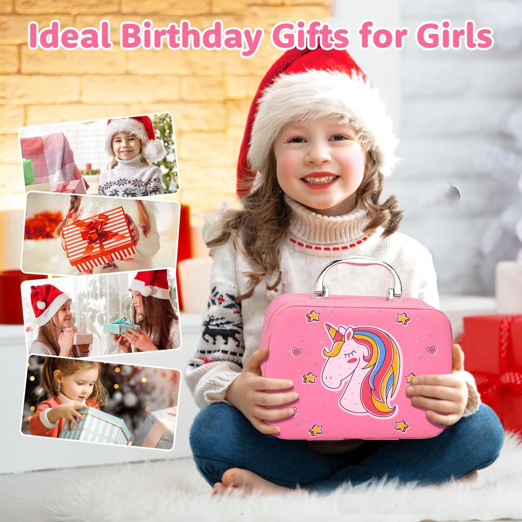 Flybay Kids Girls Makeup Realistic Washable Cosmetic Set for Girls and Princess Pretend Play Cosmetics Pretend Play Makeup Kit with Cosmetic Christmas