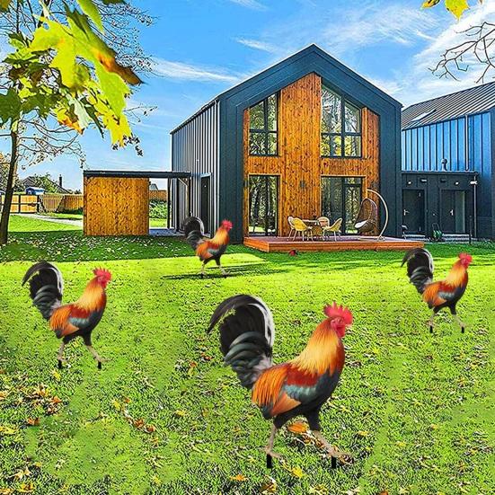Gartenstab Doppelseitiger Druck Ebene Design Acryl Niedliches Hähnchen Rasenstecker Statue Hof Kunst Dekoration Heimdekor